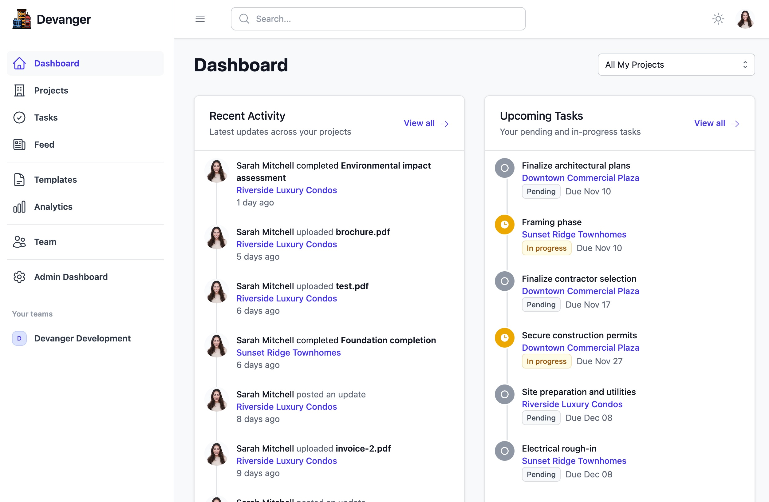 Dashboard screenshot